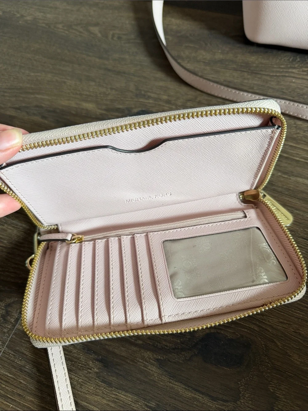 Michael Kors Blush Pink Saffiano Leather Satchel with Wristlet Wallet